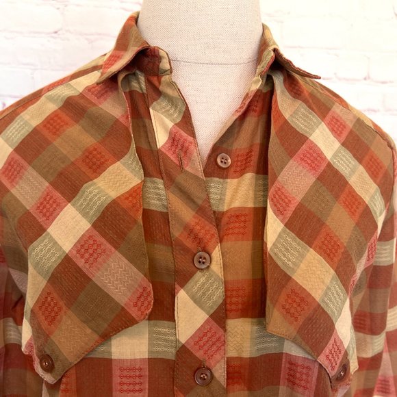 80's Plaid Blouse - Western Style - Size Small - Brand Gil & co. - Picture 2 of 10